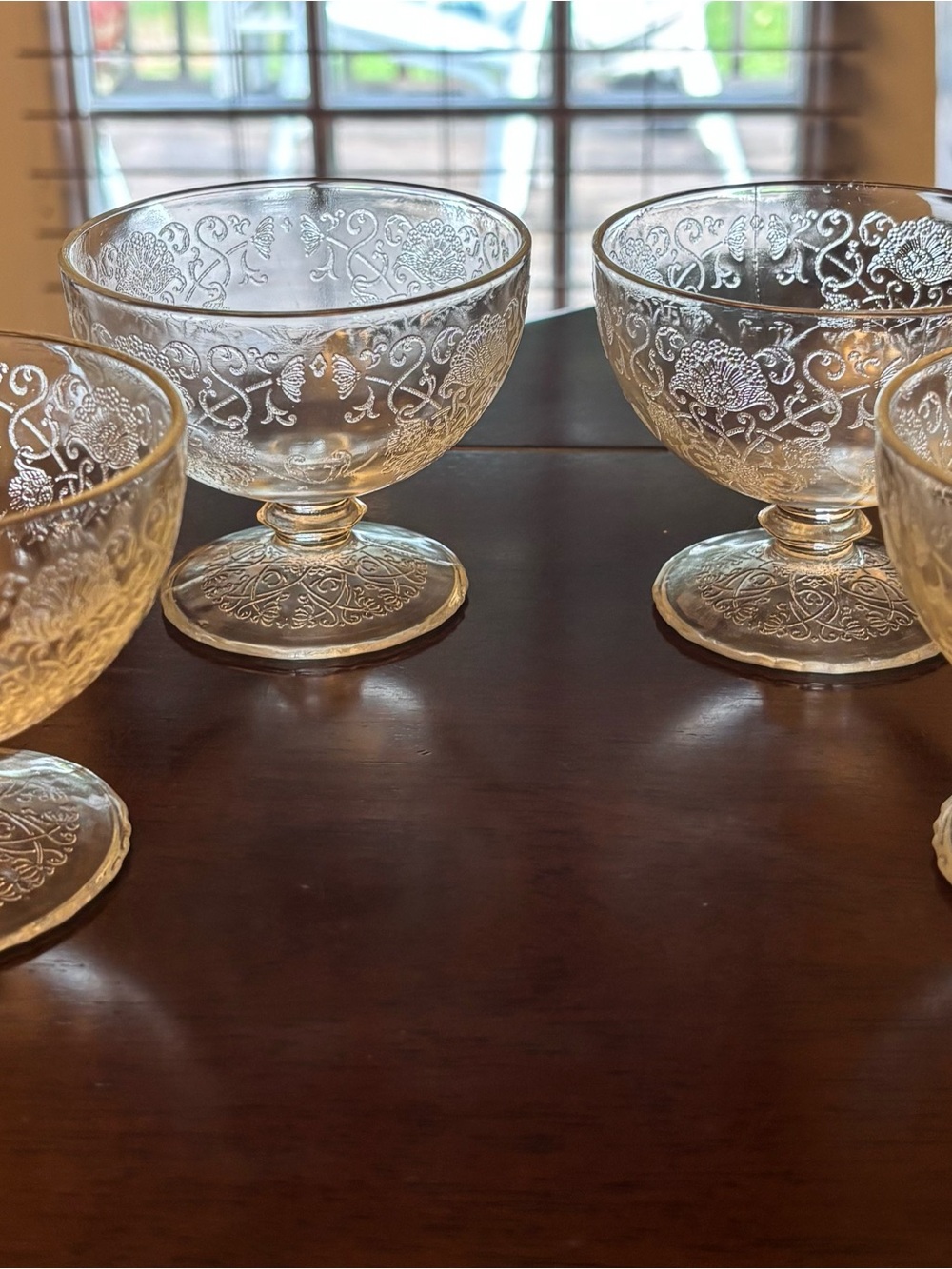 Hazel Atlas Florentine #1 Clear Glass Sherbet Dishes set of 4 Depression Glass